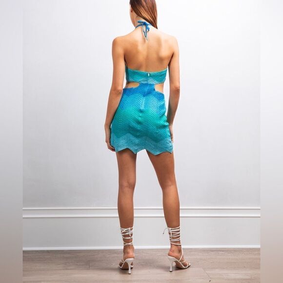 Free People x Lisa Marie Soul Chaser Dress in Ombre Blue / Size M - Picture 5 of 12